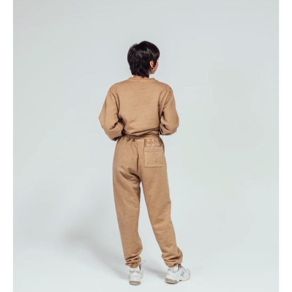 Less is More sweats SET XL sweatshirt sweatpants LessisMore tan lounge embroider - Picture 9 of 16